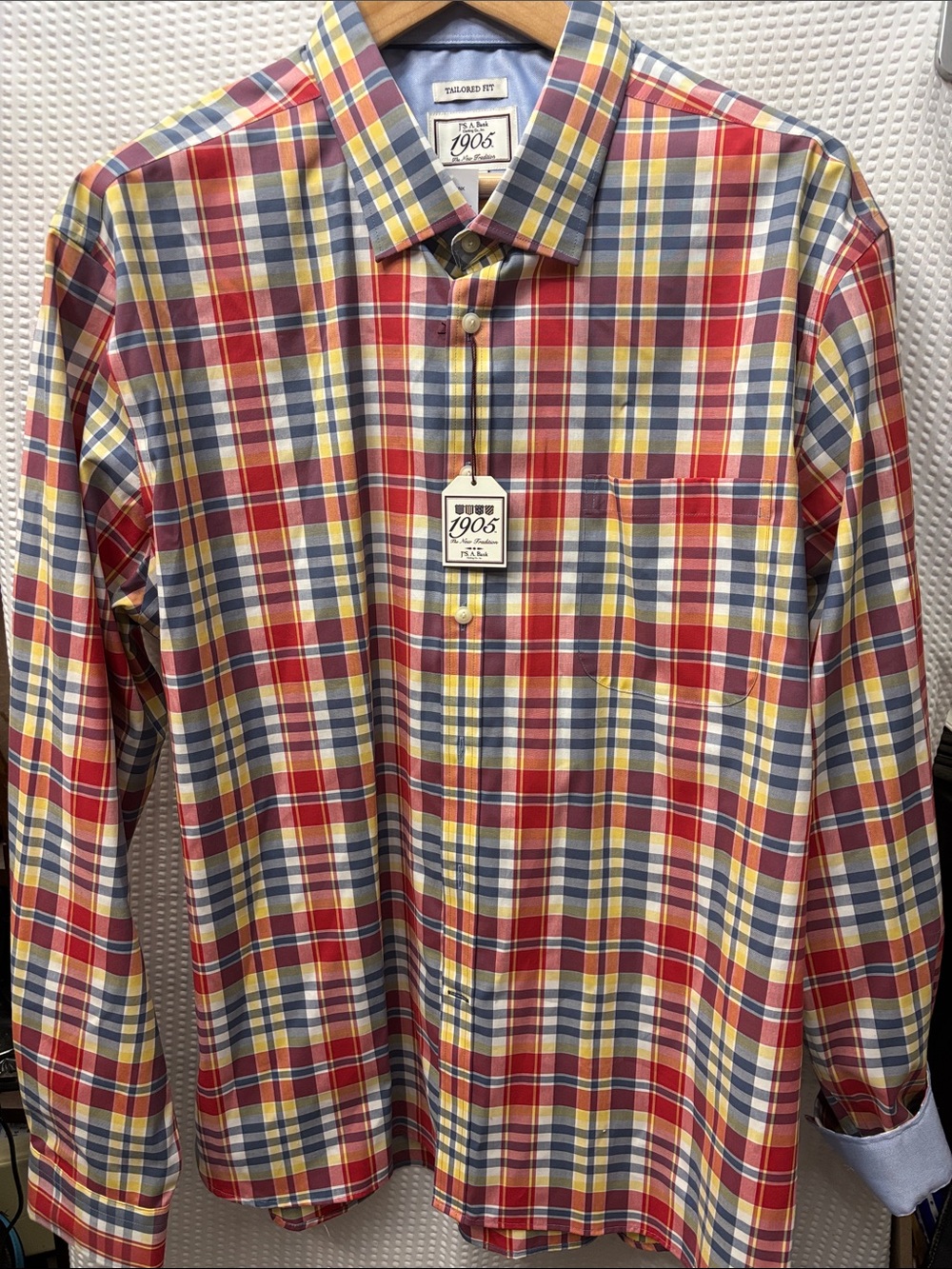 JoS A. Bank Multi-Color Plaid Men’s Button-Up Shirt